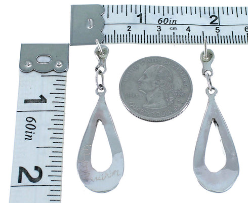Genuine Sterling Silver Zuni Turquoise Post Dangle Earrings RX112430
