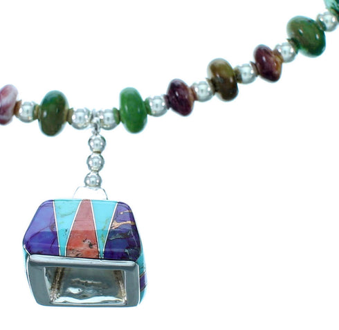 Sterling Silver And Multicolor Bead Necklace SX112407