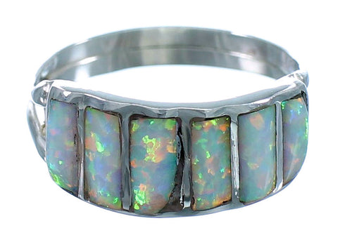 Opal Authentic Sterling Silver Zuni Ring Size 5 JX124808