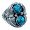 Native American Sterling Silver Leaf Turquoise Ring Size 11-1/4 RX113089