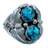 Native American Sterling Silver Leaf Turquoise Ring Size 11-1/4 RX113089