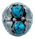 Native American Sterling Silver Leaf Turquoise Ring Size 11-1/4 RX113089
