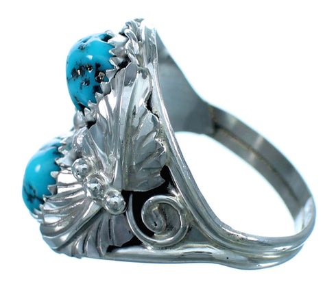 Native American Sterling Silver Leaf Turquoise Ring Size 11-1/4 RX113089