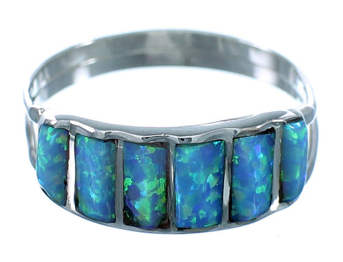 Sterling Silver Blue Opal Zuni Ring Size 7-1/4 RX112951