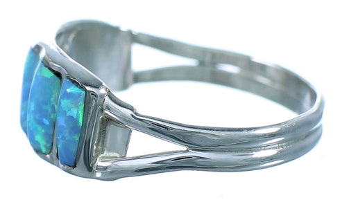 Sterling Silver Blue Opal Zuni Ring Size 7-1/4 RX112951