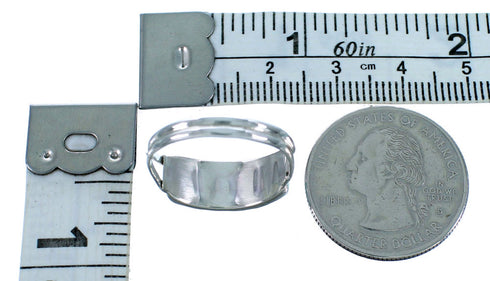 Zuni Genuine Sterling Silver Blue Opal Ring Size 6-1/4 JX124802