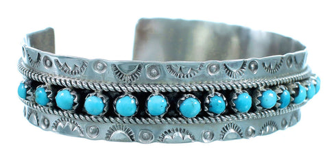 Sterling Silver Zuni Turquoise Needlepoint Cuff Bracelet SX112539