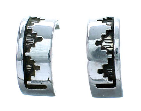 Navajo Genuine Sterling Silver Post Hoop Earrings SX112712