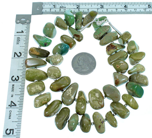 American Indian Sterling Silver Turquoise Bead Necklace RX112647
