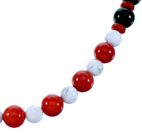 Multicolor Sterling Silver Navajo Indian Bead Necklace RX112654