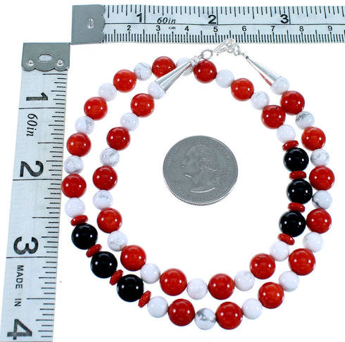 Multicolor Sterling Silver Navajo Indian Bead Necklace RX112654