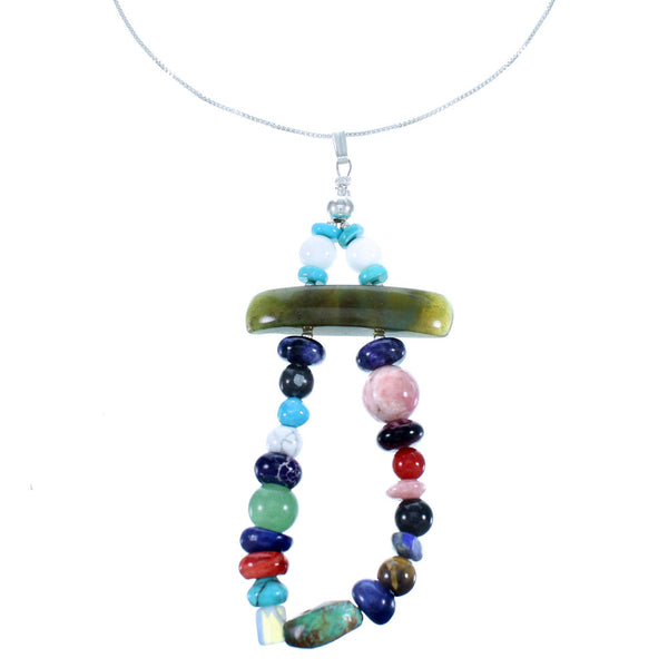Multicolor Treasure Bead Sterling Silver Necklace RX112714