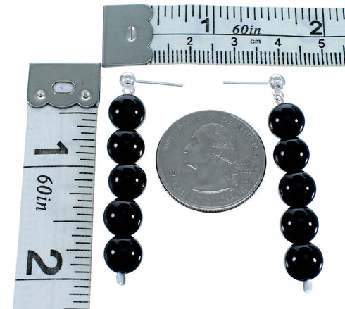 Onyx Sterling Silver Southwest Bead Post Dangle Earrings RX113245