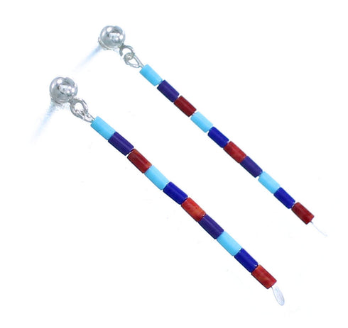 Sterling Silver Multicolor Post Dangle Bead Earrings RX113415