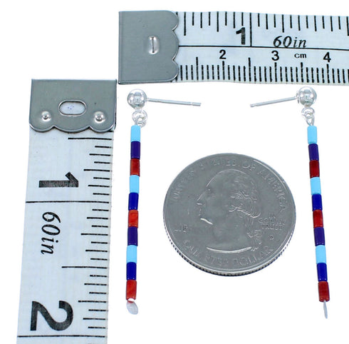 Sterling Silver Multicolor Post Dangle Bead Earrings RX113415