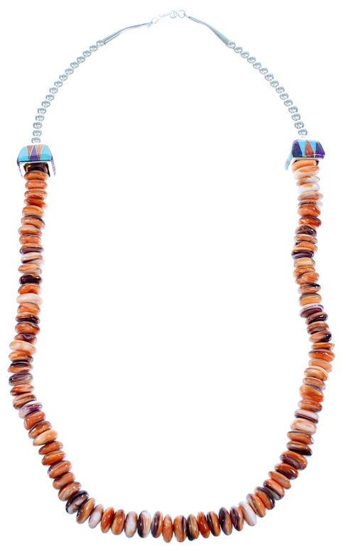 Authentic Sterling Silver Multicolor Southwest Style Bead Necklace RX113424