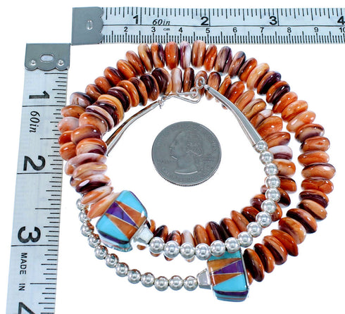 Authentic Sterling Silver Multicolor Southwest Style Bead Necklace RX113424