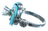 Cubic Zirconia Flower Turquoise Inlay Sterling Silver Ring Size 5-3/4 LX113063