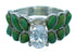 Cubic Zirconia Turquoise Inlay Sterling Silver Ring Size 6-1/4 LX113064