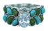 Sterling Silver Turquoise Inlay Cubic Zirconia Ring Size 6-1/4 LX113066