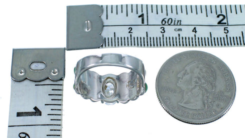 Sterling Silver Turquoise Inlay Cubic Zirconia Ring Size 6-1/4 LX113066