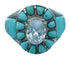 Cubic Zirconia Turquoise Inlay Genuine Sterling Silver Ring Size 6-3/4 LX113077