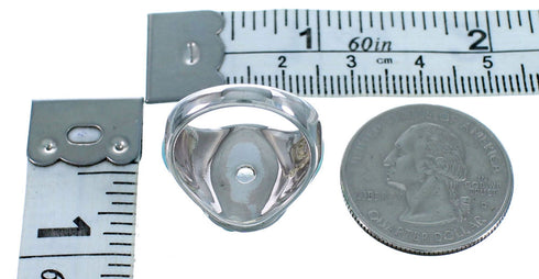 Cubic Zirconia Turquoise Inlay Genuine Sterling Silver Ring Size 6-3/4 LX113077