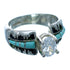 Sterling Silver Turquoise Inlay Southwestern Cubic Zirconia Ring Size 6-1/4 LX113100