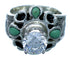 Southwestern Sterling Silver Cubic Zirconia Turquoise Inlay Flower Ring Size 5-1/2 LX113102