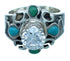 Genuine Sterling Silver Flower Cubic Zirconia Turquoise Inlay Ring Size 6-1/2 LX113104