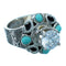 Turquoise Inlay Flower Cubic Zirconia Genuine Sterling Silver Ring Size 6-3/4 LX113105