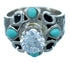 Turquoise Inlay Flower Cubic Zirconia Genuine Sterling Silver Ring Size 6-3/4 LX113105