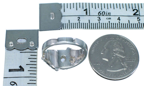 Cubic Zirconia Sterling Silver Turquoise Inlay Ring Size 5-3/4 LX113107