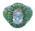Genuine Sterling Silver Turquoise Inlay Cubic Zirconia Wedding Ring Size 5-3/4 LX113112