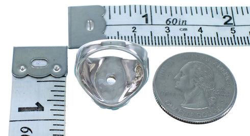 Genuine Sterling Silver Turquoise Inlay Cubic Zirconia Wedding Ring Size 5-3/4 LX113112