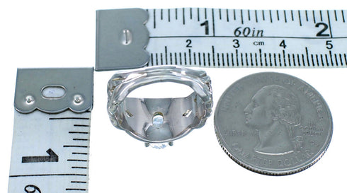 Sterling Silver Cubic Zirconia Turquoise Inlay Wedding Ring Size 5-1/2 LX113121