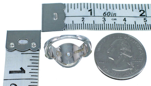 Turquoise Inlay Sterling Silver Cubic Zirconia Wedding Ring Size 5-1/2 LX113131