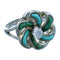 Cubic Zirconia Sterling Silver Turquoise Inlay Ring Size 6-3/4 LX113161