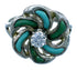 Cubic Zirconia Sterling Silver Turquoise Inlay Ring Size 6-3/4 LX113161