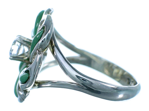 Sterling Silver Turquoise Inlay Cubic Zirconia Ring Size 6 LX113158