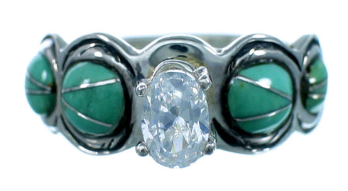 Turquoise Cubic Zirconia Sterling Silver Ring Size 6-1/2 LX113164