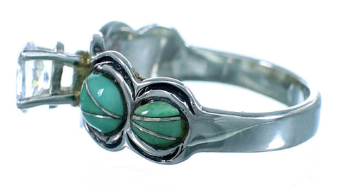 Turquoise Cubic Zirconia Sterling Silver Ring Size 6-1/2 LX113164