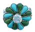 Genuine Sterling Silver Turquoise Inlay Flower Leaf Cubic Zirconia Ring Size 6-1/4 LX113181
