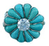 Flower Leaf Sterling Silver Turquoise Inlay Cubic Zirconia Ring Size 5-1/2 LX113179