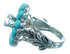 Flower Leaf Sterling Silver Turquoise Inlay Cubic Zirconia Ring Size 5-1/2 LX113179
