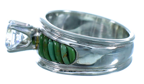 Genuine Sterling Silver Turquoise Cubic Zirconia Wedding Ring Size 6-1/2 LX113207