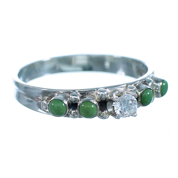 Cubic Zirconia Turquoise Sterling Silver Wedding Ring Size 7 LX113220