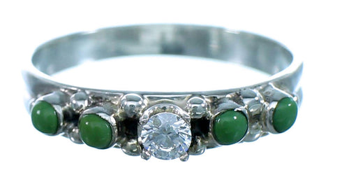 Cubic Zirconia Turquoise Sterling Silver Wedding Ring Size 7 LX113220