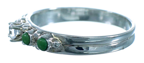 Cubic Zirconia Turquoise Sterling Silver Wedding Ring Size 7 LX113220