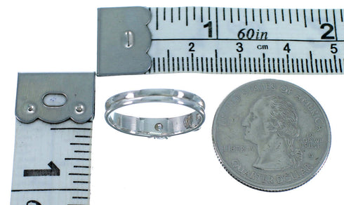 Cubic Zirconia Turquoise Sterling Silver Wedding Ring Size 7 LX113220